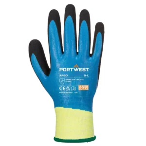 Portwest AP50 Aqua Cut Pro Glove – Waterproof, Level D Cut-Resistant (Blue/Black)