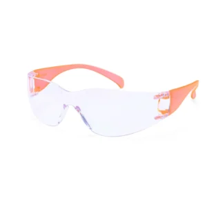Portwest PW32COH Wrap-Around Safety Spectacles – Clear Lens, Orange Hi-Vis Temples
