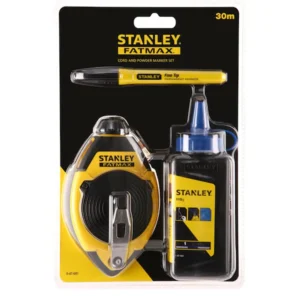 STANLEY FATMAX 30m Chalk Line Reel Blue Chalk with Black Marker 0-47-681 Professional Layout Tool
