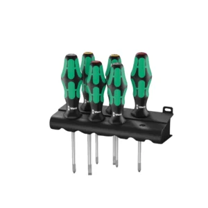 Wera 335/350/355/6 Kraftform Plus Lasertip Screwdriver Set 6 Piece with Rack – 05105622001